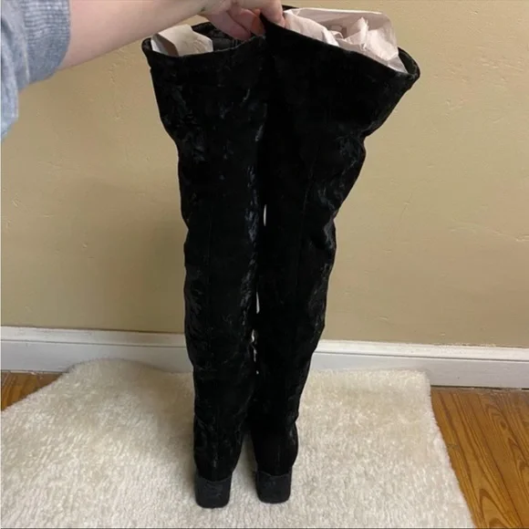 G.C. Shoes Bailey Velour Black Thigh Boots Size 9 - Picture 4 of 7